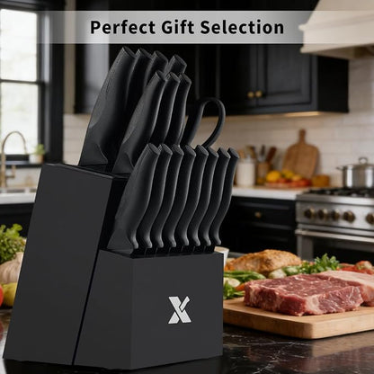 XANAPON 19-Piece Black Kitchen Knife Set - Image 5