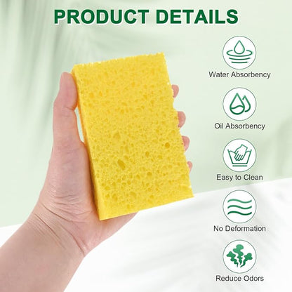 6-Pack Kitchen Sponges, Condense Eco Cellulose Non-Scratch Scrub Heavy Sponge - Image 2