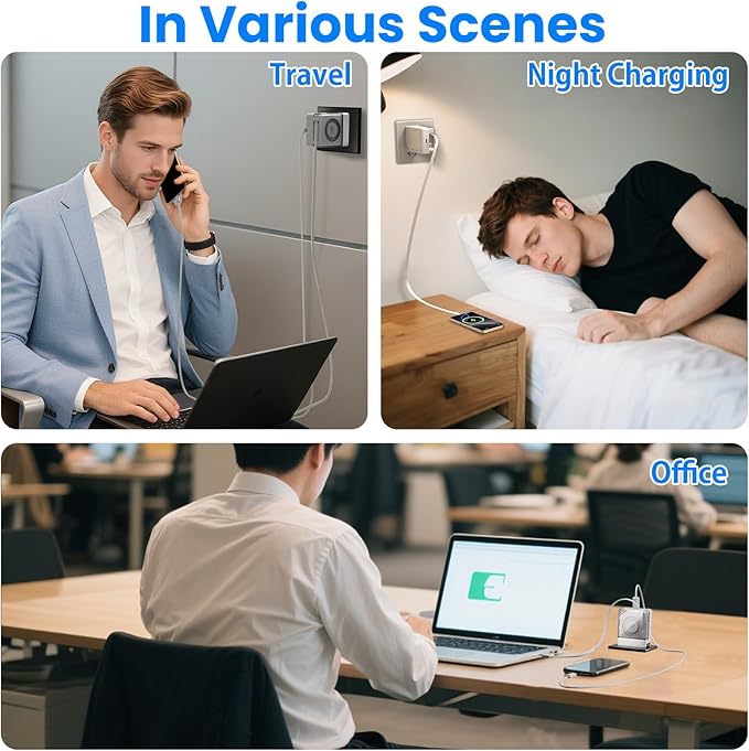 Nillkin FlexLine 65W for Retractable Wall Charger(GaN6), Dual-Port with 28.7in Retractable USB C Cable + 39.3in USB C Cable(Extra), iPhone Charger, MacBook, iPad, Samsung, Fast Charger - White