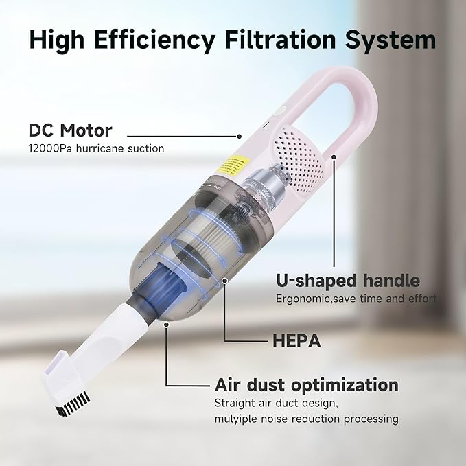 Handheld Vacuum Cleaner,Ultra-Lightweight Mini Portable Vacuums for Home, 6 in 1 Stick Vac Cleaners for Car,Pet Hair(White Corded)