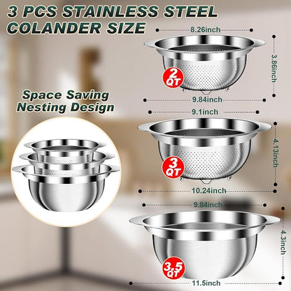 Stainless Steel Colanders with Mixing Bowl - Image 2