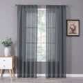 Tollpiz Sheer Curtains Bedroom Linen Textured Curtain Sheers Light Filtering Voile Rod Pocket Curtains for Living Room, 38 x 84 inches Long, Dark Grey, Set of 2 Panels