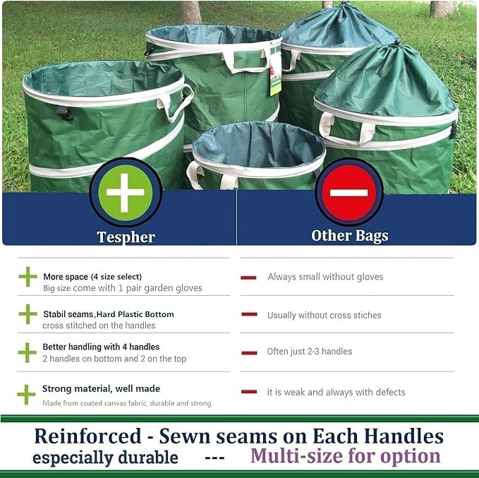 16-Gallon Collapsible Trash Can Hard-Shell Bottom Yard Garden Bag - Image 8