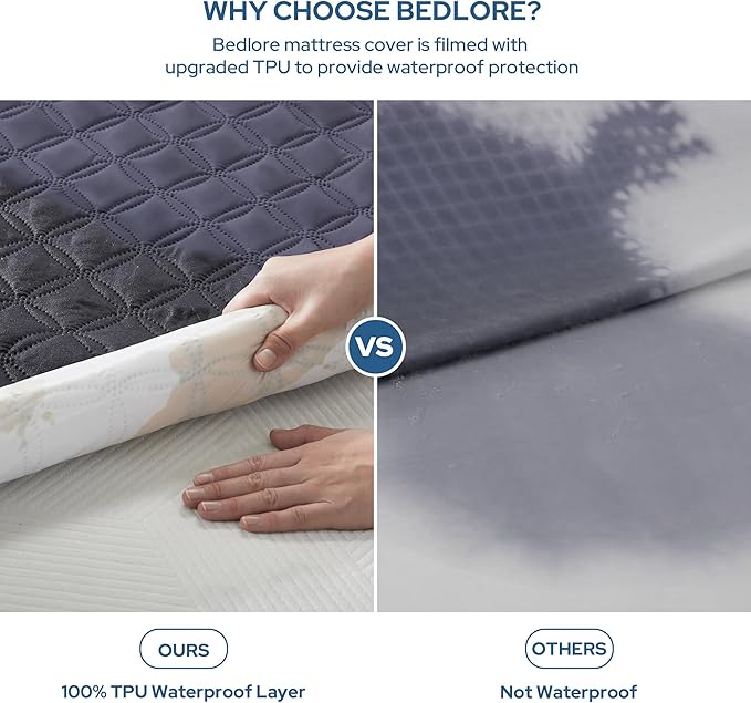 BEDLORE Waterproof Mattress Protector, Twin Size Noiseless Mattress Pad - Image 2
