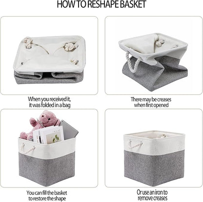 13 x 13 Inch Cube Storage Bins, 4 Pack Large Collapsible Fabric Storage Bin - Image 5