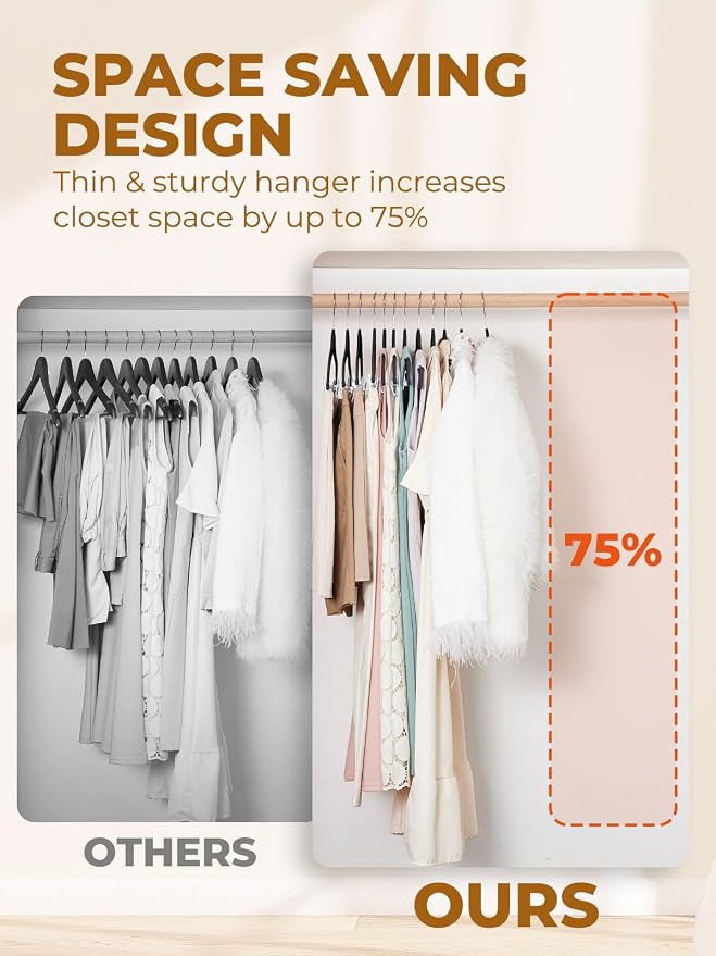 HOUSE DAY Velvet Skirt Hangers 12 Pack, Space Saving Slim Shorts Hanger - Image 6