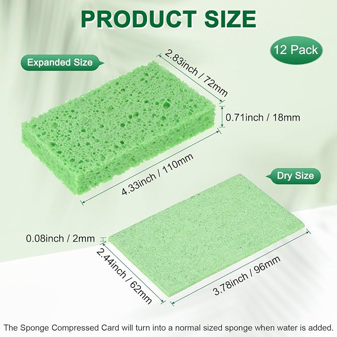 12-Pack Kitchen Sponges, Condense Eco Cellulose Non-Scratch Scrub Heavy Sponge - Image 3
