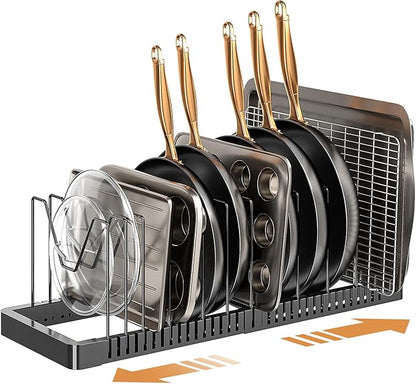 PanPanPal Pots and Pans Organizer under Cabinet, Expandable Pot Lid Organizer by PanPanPal