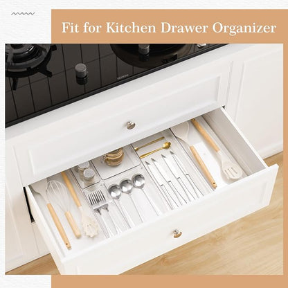 Criusia Drawer Organizer, 12 Pack Clear Plastic Kitchen Drawer Organizers Set - Image 6