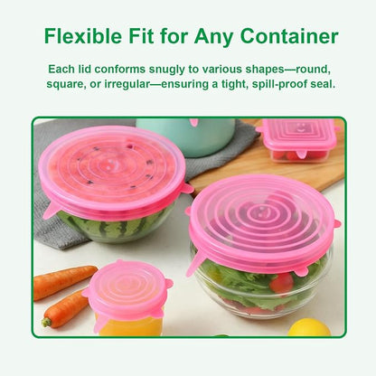 Silicone Stretch Lids – 6 Pack Reusable Food Covers, Flexible Silicone - Image 4