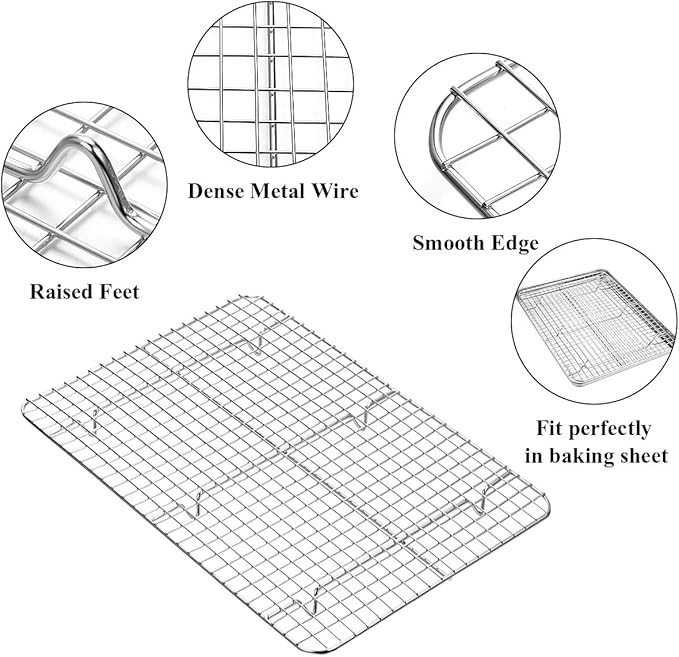 Baking Sheet with Rack Set, Wildone Stainless Steel Cookie Sheet Baking Pan - Image 4