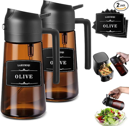 LAKUMIQI 2 in 1 Oil Sprayer for Cooking, 16oz Olive Oil Dispenser Bottle for by LAKUMIQI