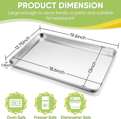 TeamFar Stainless Steel Baking Sheet, 20’’ x 14’’ Large Baking Sheet Pan - Image 2