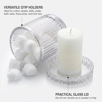 2 Pack Glass Qtip Holder Dispenser - Image 3