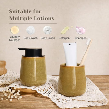 INGOFIN Ceramic Lotion Dispenser - 12 oz Refillable Hand Soap Dispenser Bathroom - Image 6