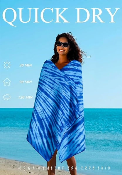 2 Pack Microfiber Lightweight Thin Beach Towel Sand Free Quick Dry Super Absorbent Large Towels for Swimming Pool Yoga Gym Travel Vacation Beach Accessories Essentials for Adults