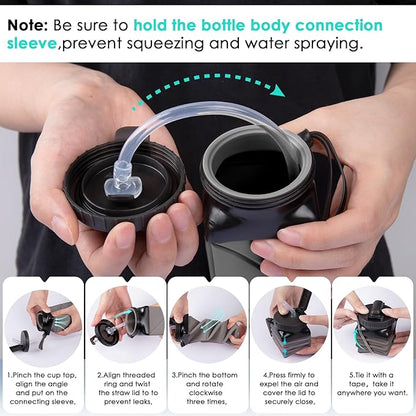 Collapsible Water Bottles 20.6oz Foldable Water Bottle BPA Free Reusable Lightweight LeakProof Travel Silicone Water Bottles for Travel Gym Hiking Camping (Upgrade Dark Grey)