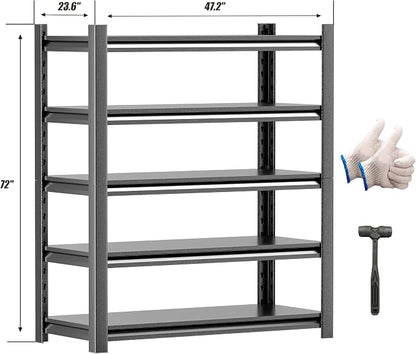 3pieces Garage Shelving, 5 Tier 72"X47.2"X23.6"Inches, Storage Shelves Heavy - Image 2