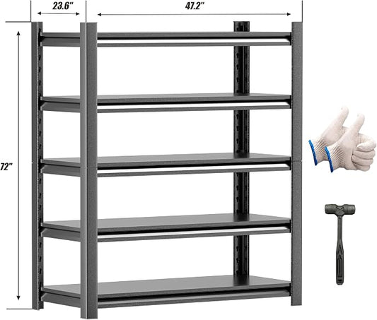 4 Pieces Garage Shelving, 5 Tier 72"X47.2"X23.6"Inches, Storage Shelves Heavy - Image 2