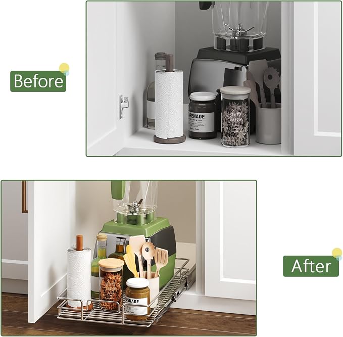 Pull Out Cabinet Organizer 10½" W x 18" D, Heavy Duty Cabinet Pull Out Shelves - Image 8