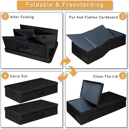 punemi Under The Bed Storage Containers 3 Pack, 6 Inch Tall Stackable Underbed - Image 6