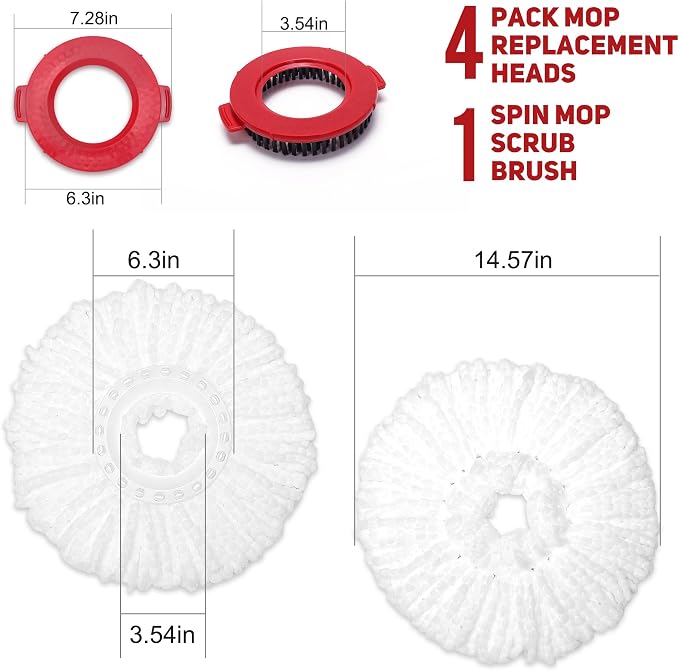 4-Pack White Mop Replacement Heads - Image 2