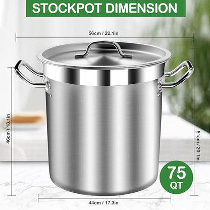 STOCKPOT Extra Large Stock Pot 75 Quart – Heavy Duty Stainless Steel Soup Pot - Image 6