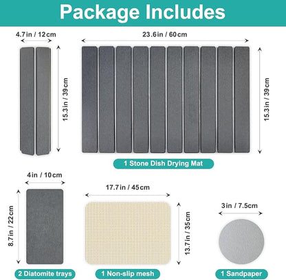 3 Pcs Large Stone Drying Mats for Kitchen Counter Diatomaceous Earth Dish Fast - Image 3