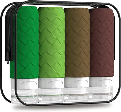 Travel Bottles for Toiletries, TSA Approved Silicone Travel Size Containers for Toiletries, BPA Free Leak Proof Refillable Essentials Accessories, Shampoo and Conditioner Bottles (Forest Green)