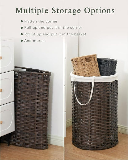 Large Laundry Hamper Laundry Basket Round 34.3 Gal Handwoven Wicker Laundry - Image 5