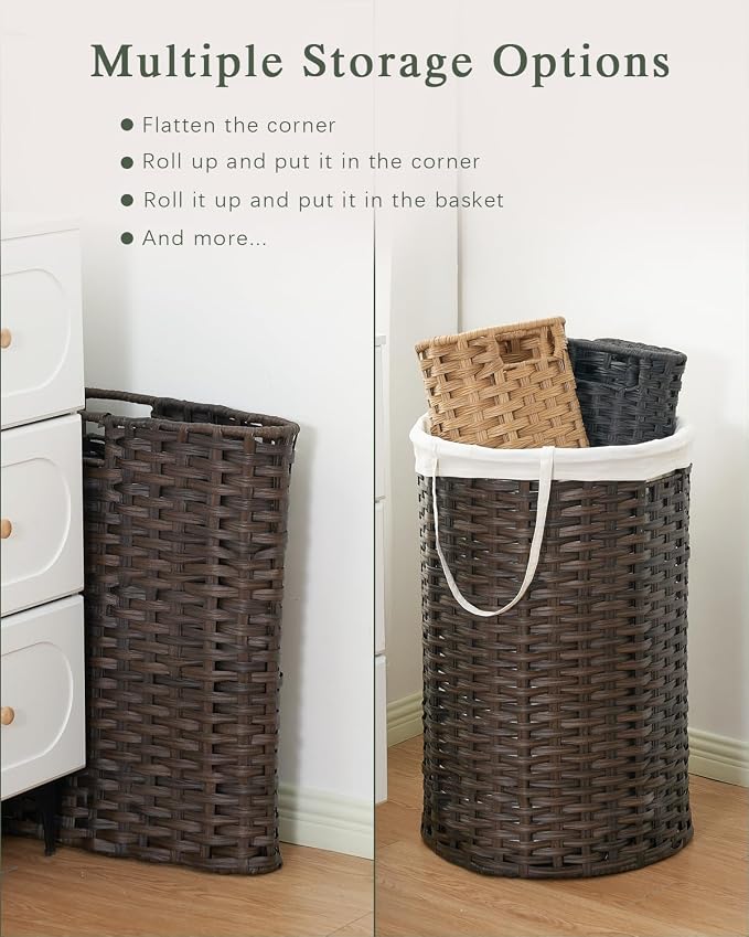 Laundry Hamper with Lid Wicker Laundry Hamper Round 26.5 Gal Laundry Basket - Image 5