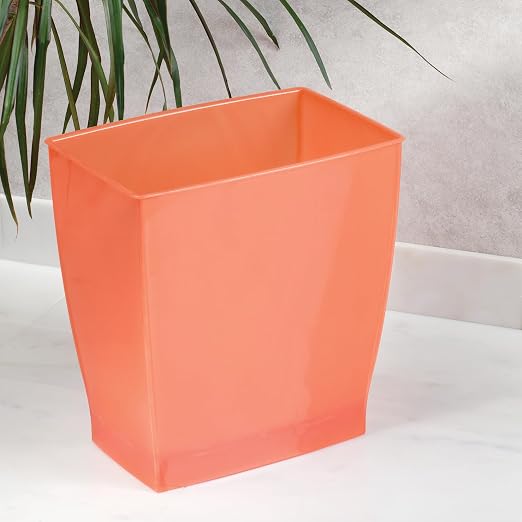 iDesign Small Rectangular Bathroom Trash Set of 2-Tango Orange, Made in USA - Image 4