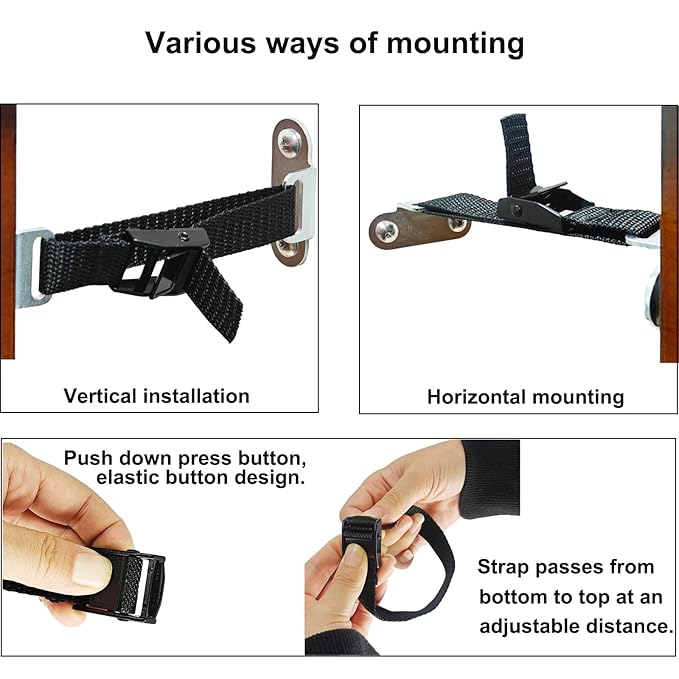 Furniture Anchors for Baby Proofing(2 Sets),Anti Tip Furniture Anchors,Furniture Wall Anchor,Adjustable Furniture Straps,Wall Anchors for Furniture Securing for Baby&Pet Safety