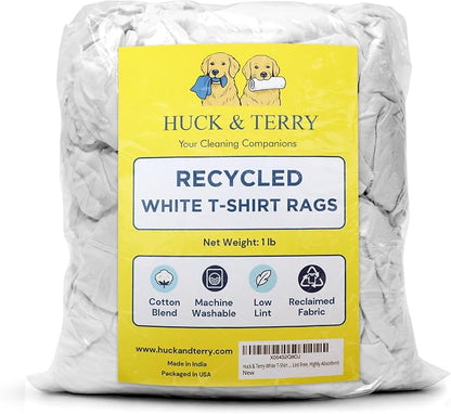Huck & Terry White T-Shirt Bag of Rags, 100% Recycled Material, Cotton Blend - Image 2