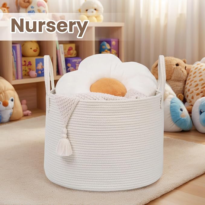 Woven Blanket Basket, 115L Large Rope Storage Bin - Image 4
