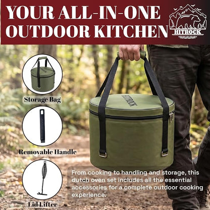 HITROCK Cast Iron Camp Dutch Oven - Image 3