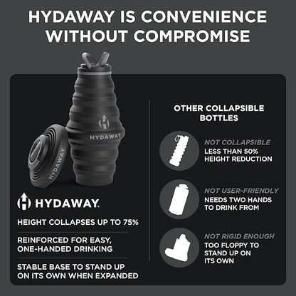 HYDAWAY 25oz Collapsible Water Bottle - BPA-Free, Leakproof, Lightweight, and Space-Saving - Perfect for Hiking, Travel, and All-Day Hydration
