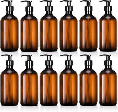 Tessco for you 12 Pack Amber Soap Dispenser Empty Plastic Pump Bottles by Tessco