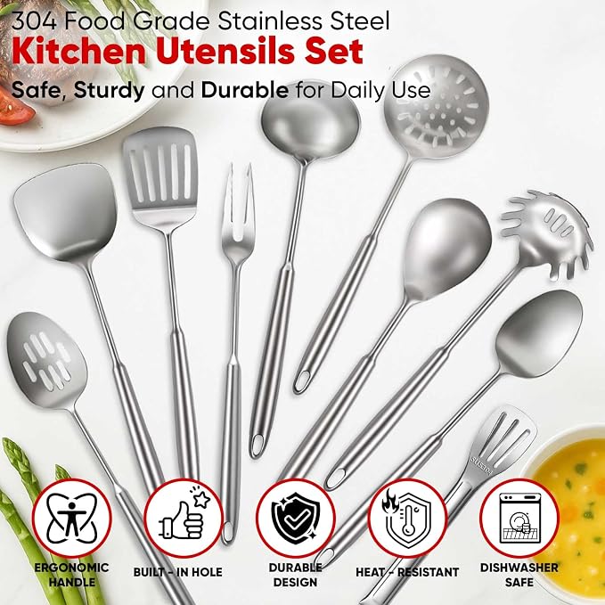 Newness 16 Pcs Cooking Utensils Set, 304 Stainless Steel Kitchen Utensils Set - Image 5