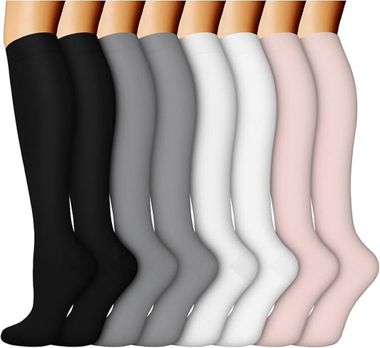ACTINPUT 8 Pairs Compression Socks for Women & Men,Support Compression Stockings for Medical Running Athletic