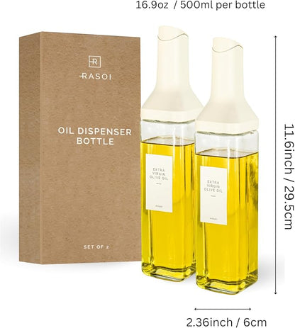 Oil Dispenser Bottle – Set of 2 17oz/500ml Oil and Vinegar Dispenser - Image 2