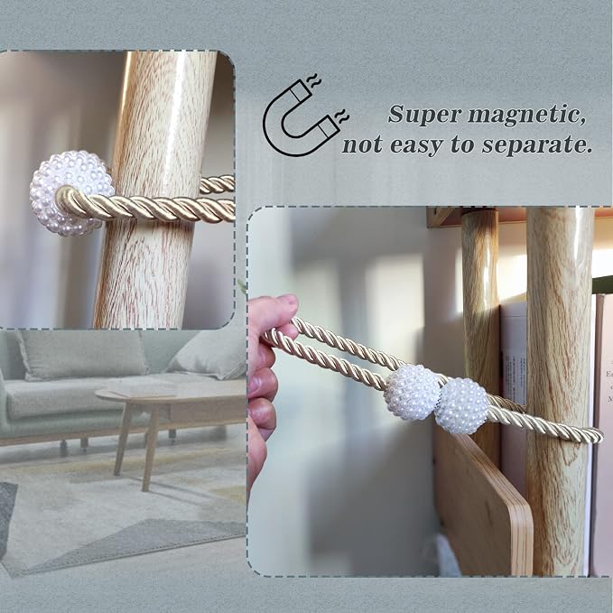 Hion Magnetic Curtain Tiebacks Golden 2pcs, Curtain Tiebacks Buckles Holdbacks - Image 6