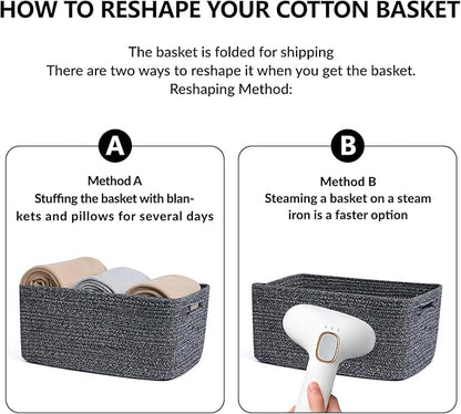 Large Storage Baskets for Organizing, Closet Shelf Baskets for Clothes Blanket - Image 7
