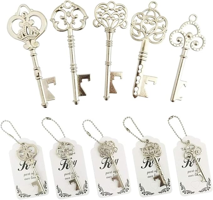 WODEGIFT 50pcs Vintage Skeleton Key Bottle Opener, Bridal Shower Favors by WODEGIFT