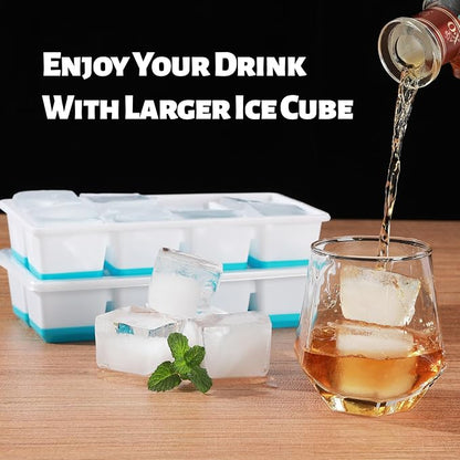 Large Ice Cube Trays with Lid, Jrisbo 2 Pack Stackable Silicone Ice Cube Molds - Image 3