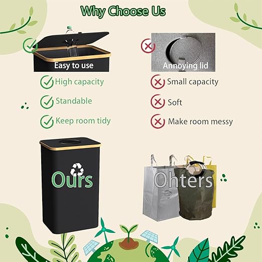 Recycling Bin for Kitchen Indoor Home, Large 100L/ 26 Gallon Recycle Bin with Lid Removeable Reusable Inner Bag Bottle Can Glass Waste Plastice Stickers (Blue, 26 Gallon)