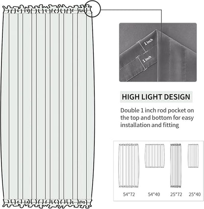 DWCN French Door Curtains – Rod Pocket Thermal Blackout Curtain - Image 3