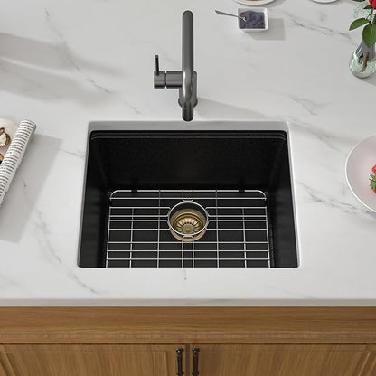 21 Black Granite Composite Bar Sink 18x18 Single Bowl Not Easily Stained Undermount Small Kitchen Sink Small Wet Bar Sinks with Workstation Quartz Natural Stone