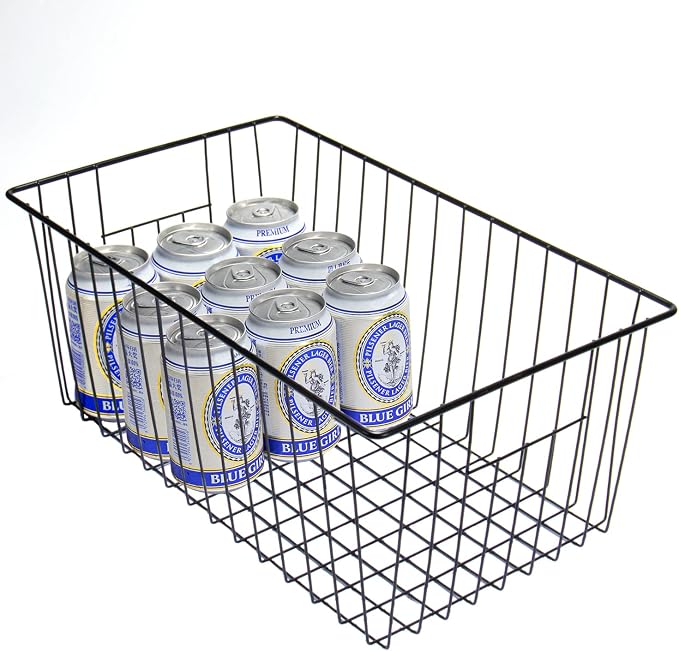 16" L x 12" W Wider Freezer Storage Organizer Baskets Container, Deep Metal - Image 2