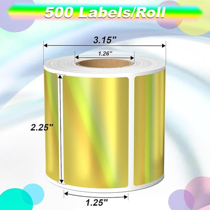 Thermal Sticker Labels 2.25 x 1.25, 500 Gold Holographic Printable Thermal - Image 5